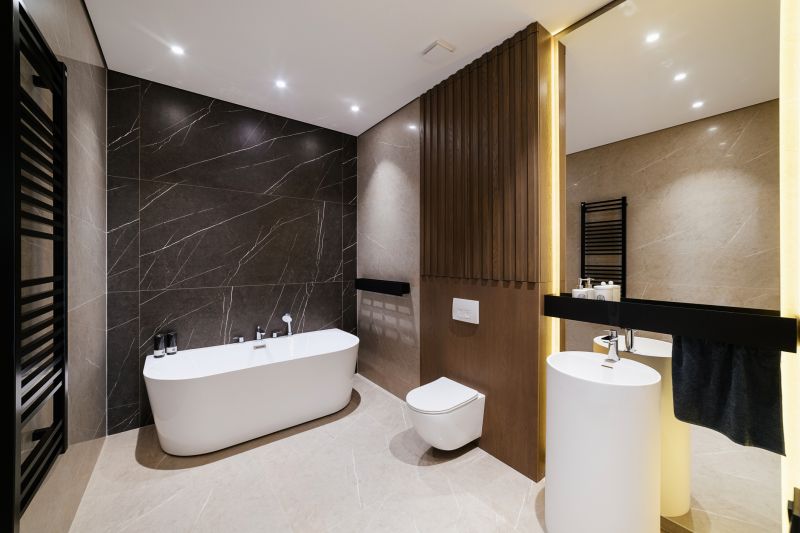 Modern bathroom with ambient lighting